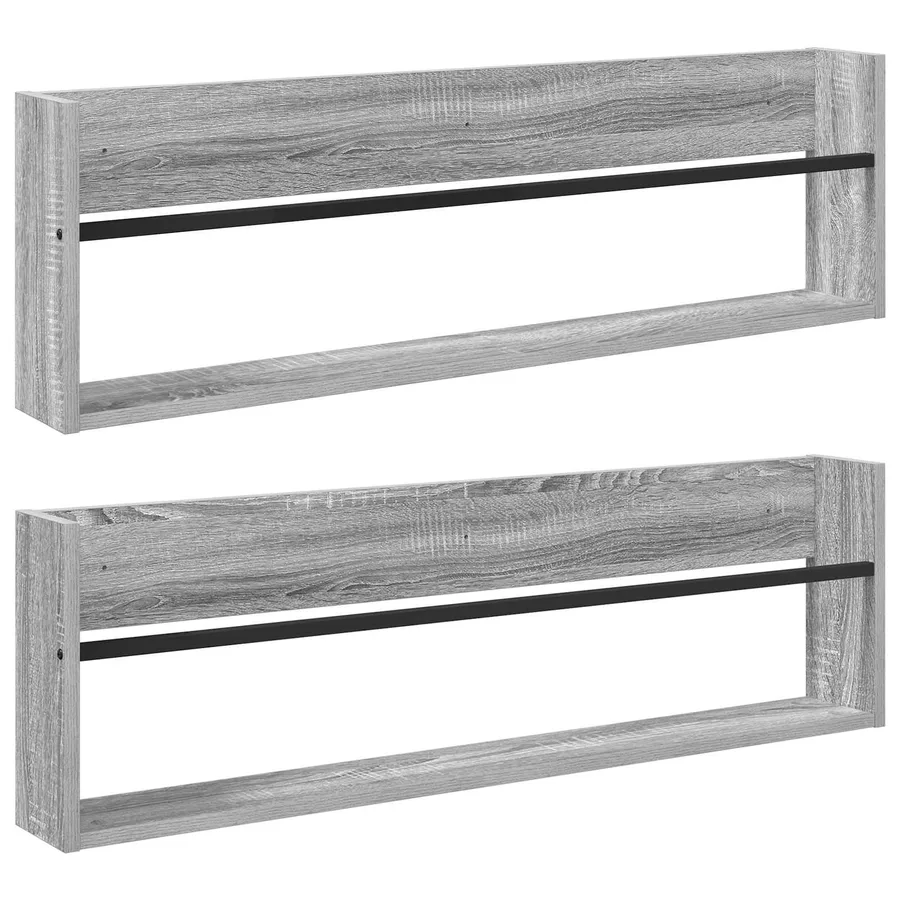 Étagère à magazines 2 pcs Gris Sonoma 100 x 12 x 30 cm - 2