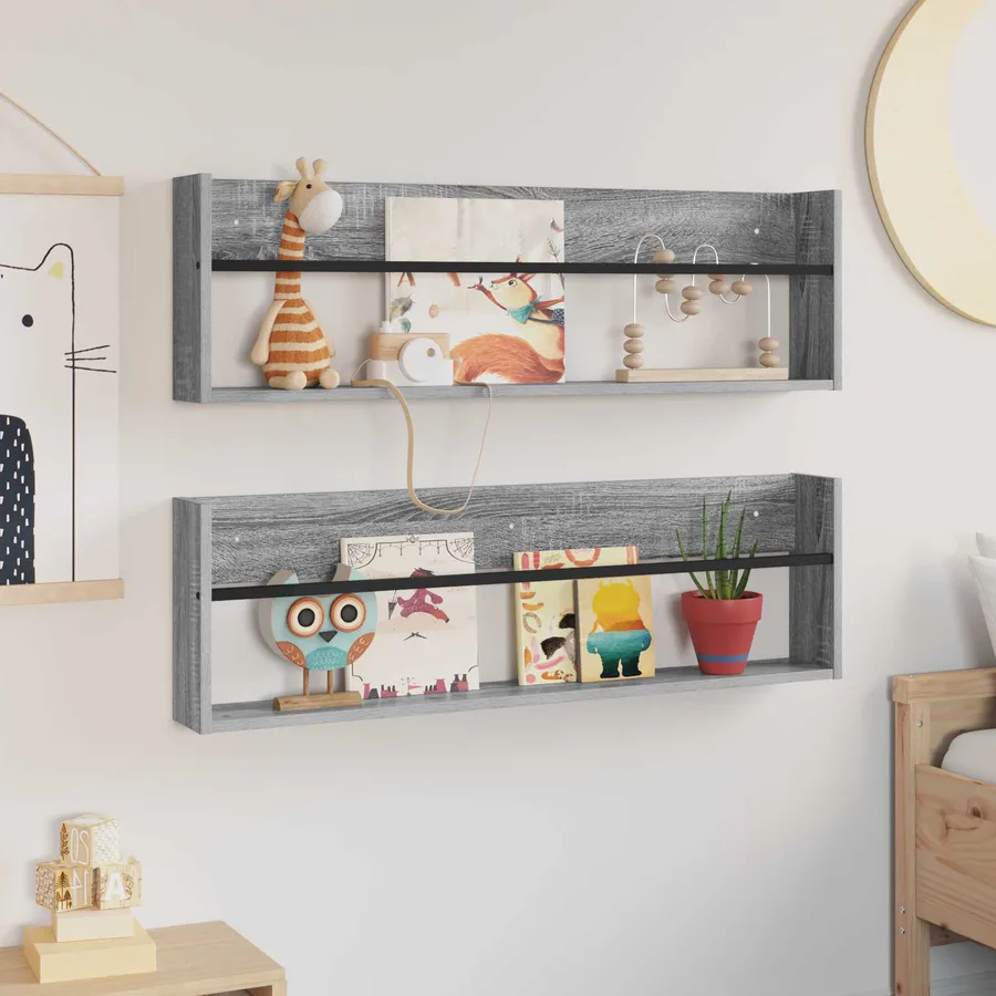 Étagère à magazines 2 pcs Gris Sonoma 100 x 12 x 30 cm - 4