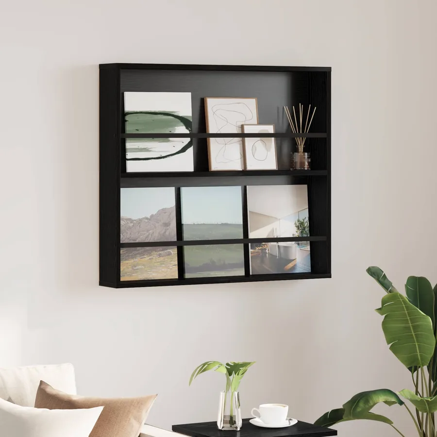 Étagère à magazines avec étagère Chêne noir 80 x 12 x 70 cm