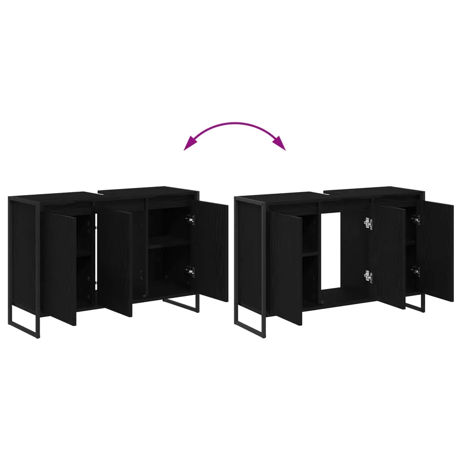 Cabinet de salle de bain avec porte Chêne noir 90 x 30 x 60 cm - 13