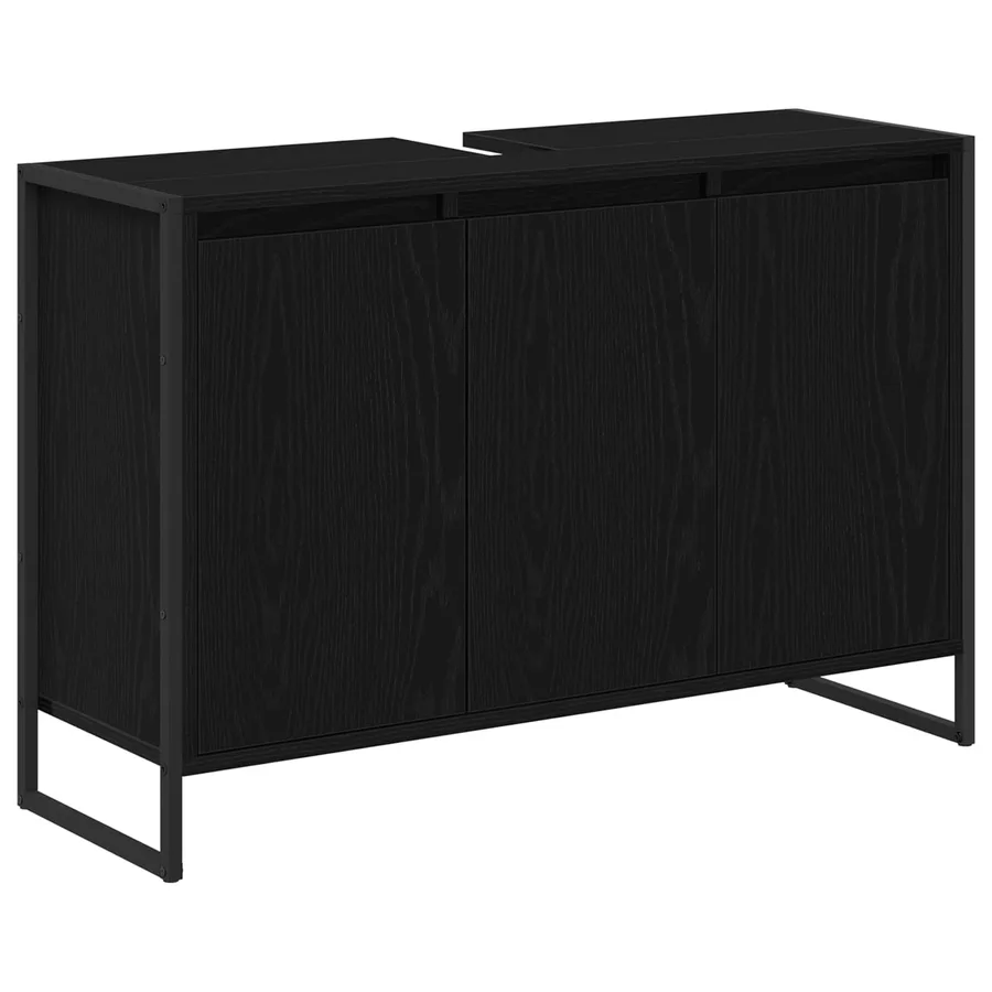 Cabinet de salle de bain avec porte Chêne noir 90 x 30 x 60 cm - 2