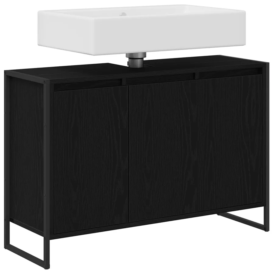 Cabinet de salle de bain avec porte Chêne noir 90 x 30 x 60 cm - 3