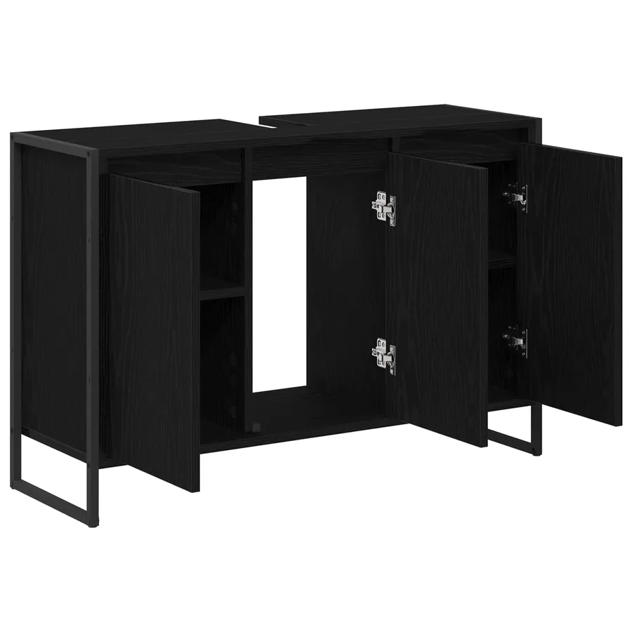 Cabinet de salle de bain avec porte Chêne noir 90 x 30 x 60 cm - 5