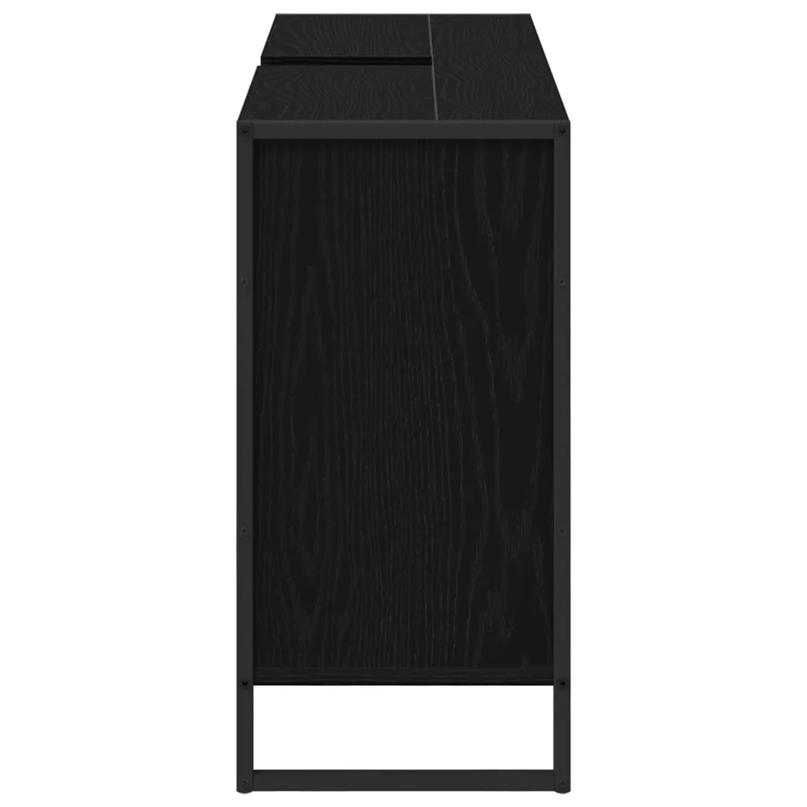 Cabinet de salle de bain avec porte Chêne noir 90 x 30 x 60 cm - 7