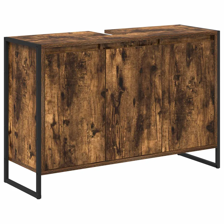 Cabinet de salle de bain avec porte Chêne Fumé 90 x 30 x 60 cm - 2