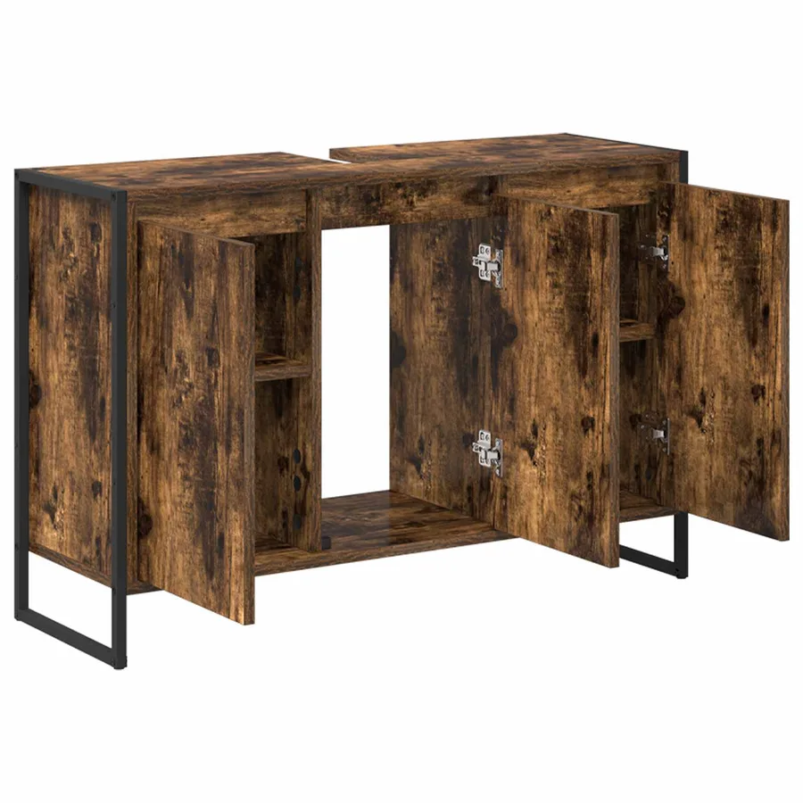 Cabinet de salle de bain avec porte Chêne Fumé 90 x 30 x 60 cm - 5