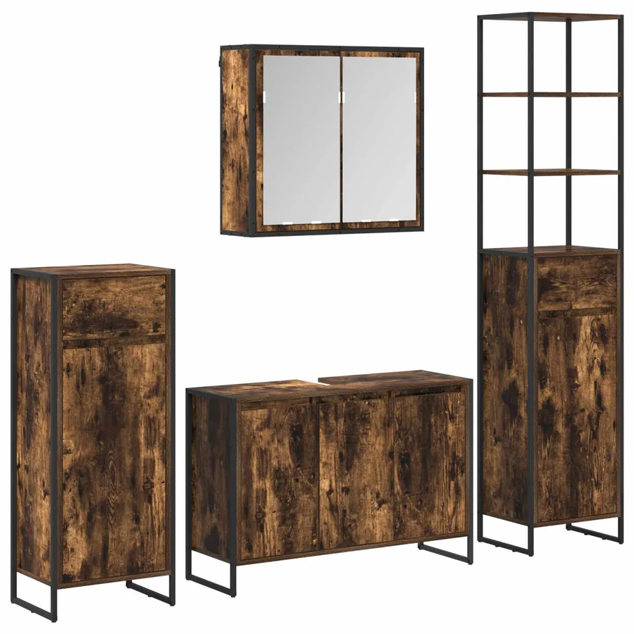 Ensemble de mobilier de salle de bain avec tiroir Chêne fumé - 2