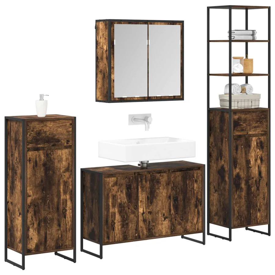 Ensemble de mobilier de salle de bain avec tiroir Chêne fumé - 3
