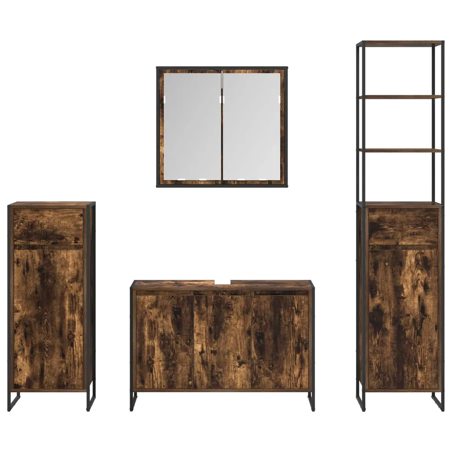 Ensemble de mobilier de salle de bain avec tiroir Chêne fumé - 9
