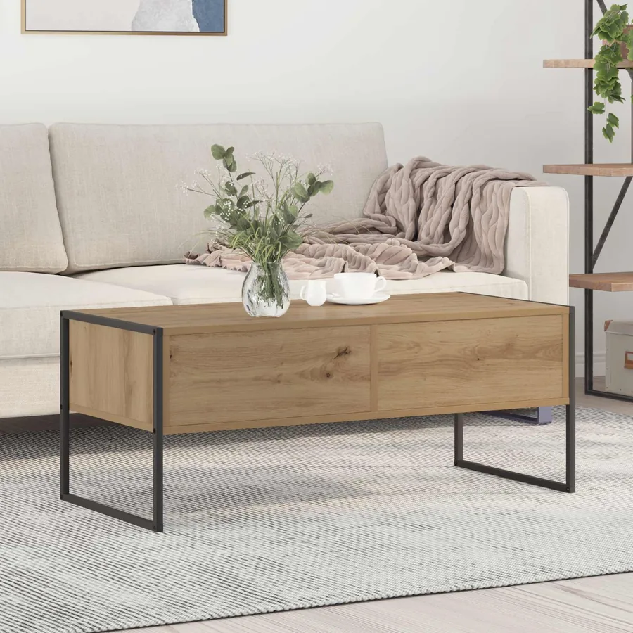Table basse Chêne artisan 100 x 46 x 40 cm Bois d'ingénierie