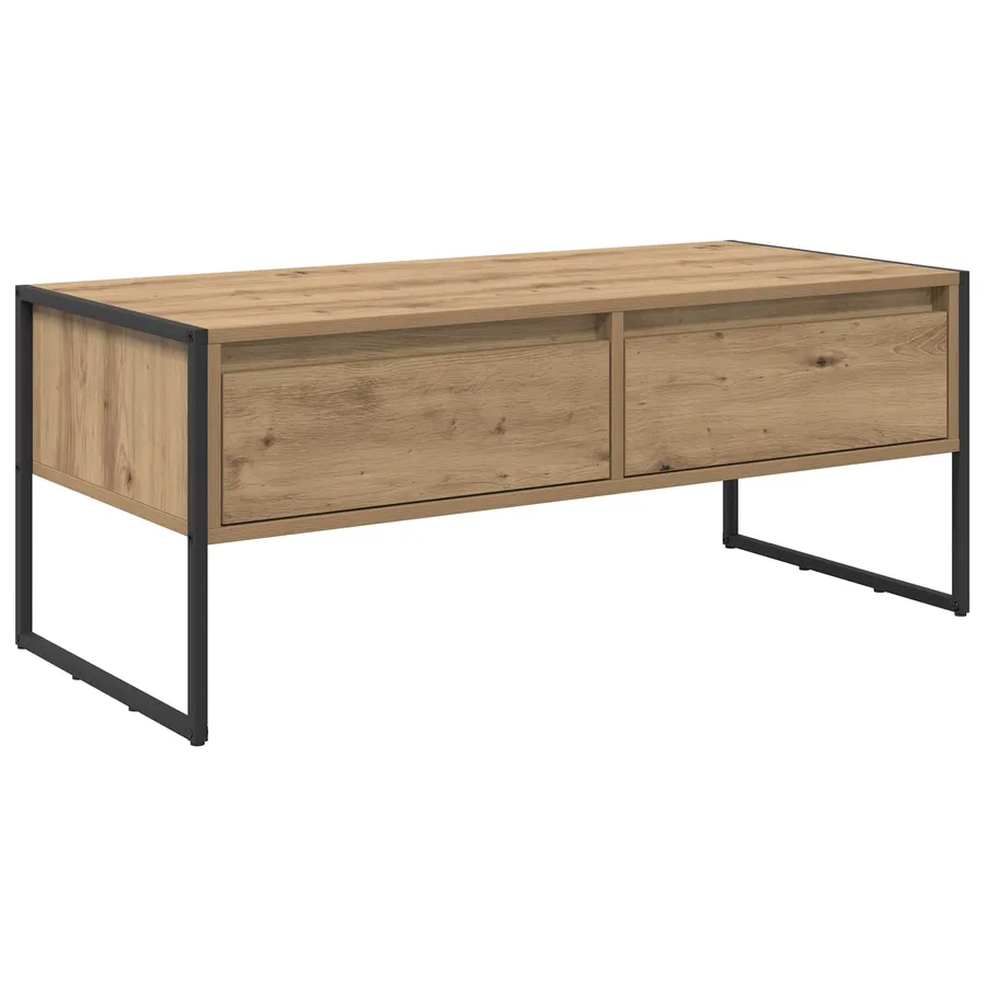 Table basse Chêne artisan 100 x 46 x 40 cm Bois d'ingénierie - 2