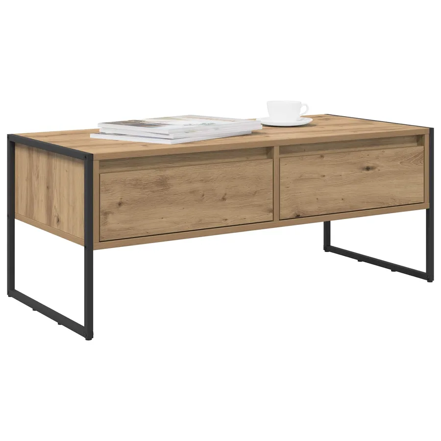 Table basse Chêne artisan 100 x 46 x 40 cm Bois d'ingénierie - 3