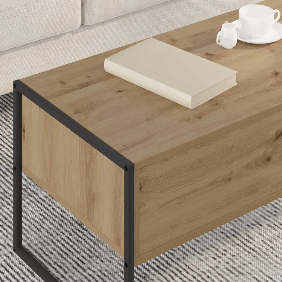 Table basse Chêne artisan 100 x 46 x 40 cm Bois d'ingénierie - 4