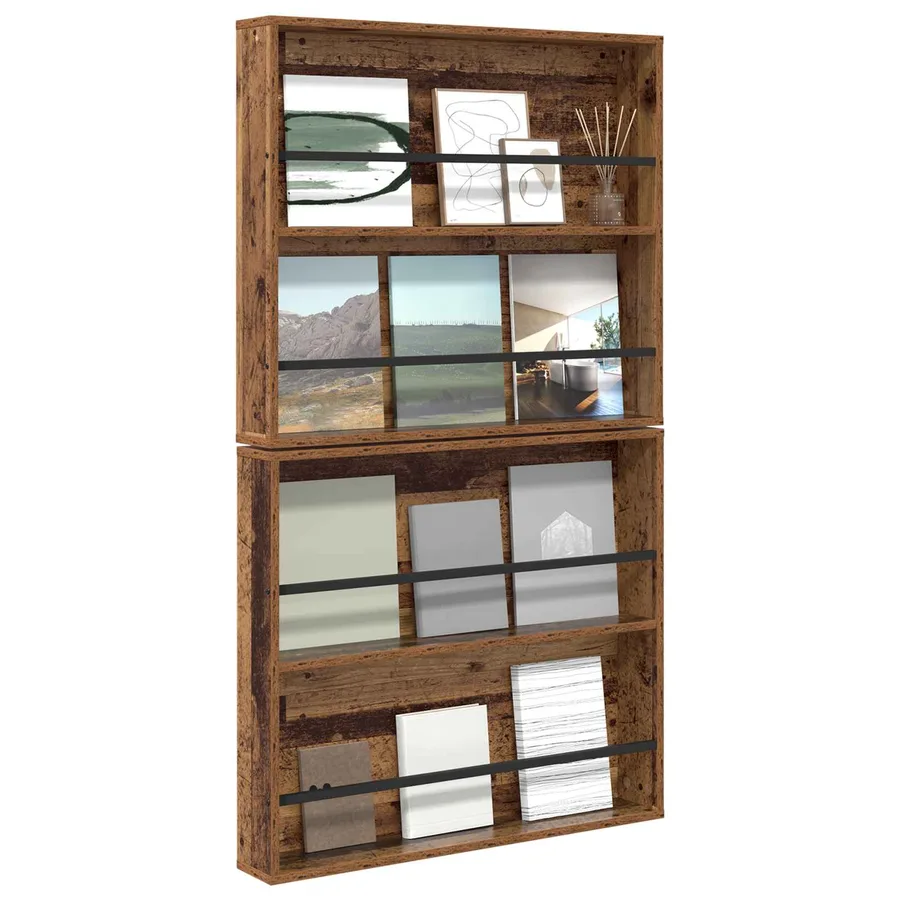 Étagère à magazines 2 pcs Bois ancien 80 x 12 x 70 cm - 3
