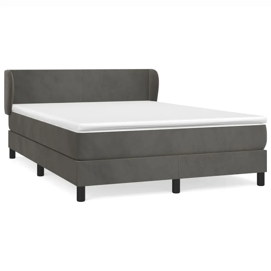 Sommier à lattes de lit et matelas Gris foncé 140x190cm Velours - 2
