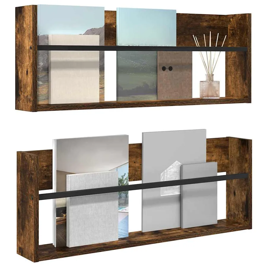 Étagère à magazines 2 pcs Chêne fumé 80 x 12 x 30 cm - 3
