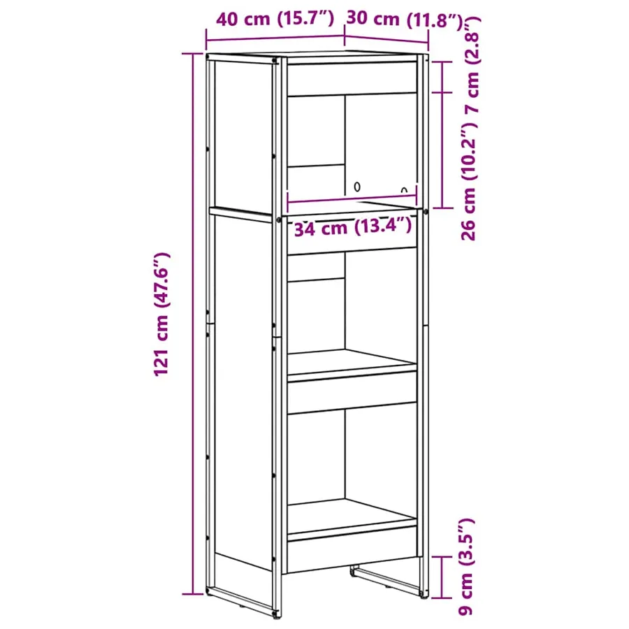 Bibliothèque 40 x 30 x 121 cm Bois d'ingénierie Chêne artisan - 11