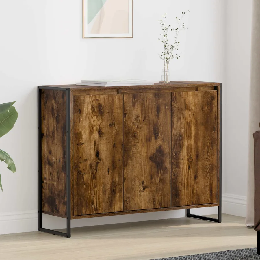 Meuble d'appoint Chêne Fumé 96,5 x 30 x 75 cm Bois d'ingénierie