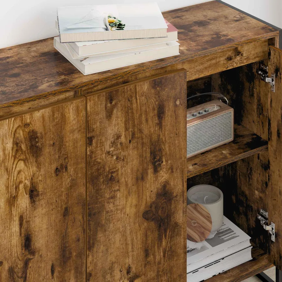 Meuble d'appoint Chêne Fumé 96,5 x 30 x 75 cm Bois d'ingénierie - 4