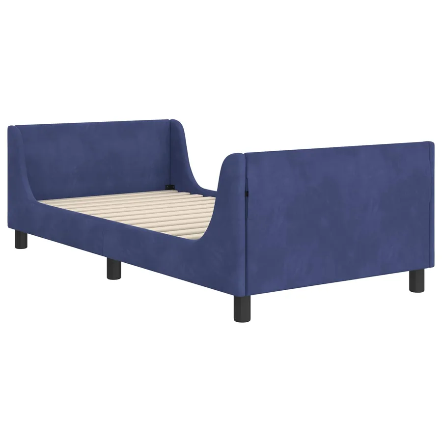 Cadre de lit pour enfants avec tête de lit Bleu police Velours - 4