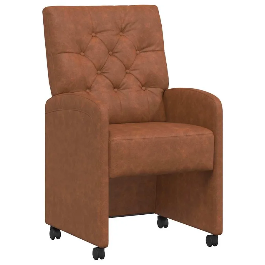 Chaises de Salle à Manger avec Roues 2 pcs Marron Faux cuir - 2