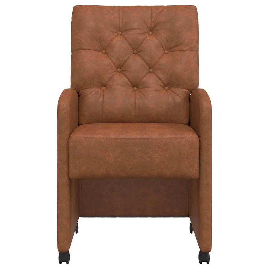 Chaises de Salle à Manger avec Roues 2 pcs Marron Faux cuir - 4