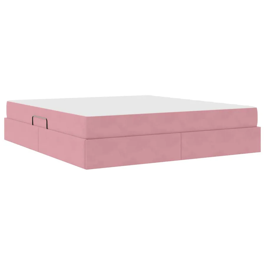 Lit avec rangement et matelas Rose 180 x 200 cm Velours - 5