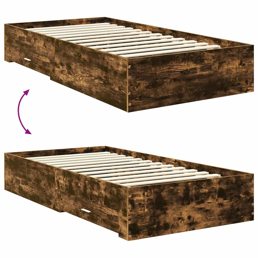 Cadre de lit Chêne fumé 100 x 200 cm Bois d'ingénierie - 12