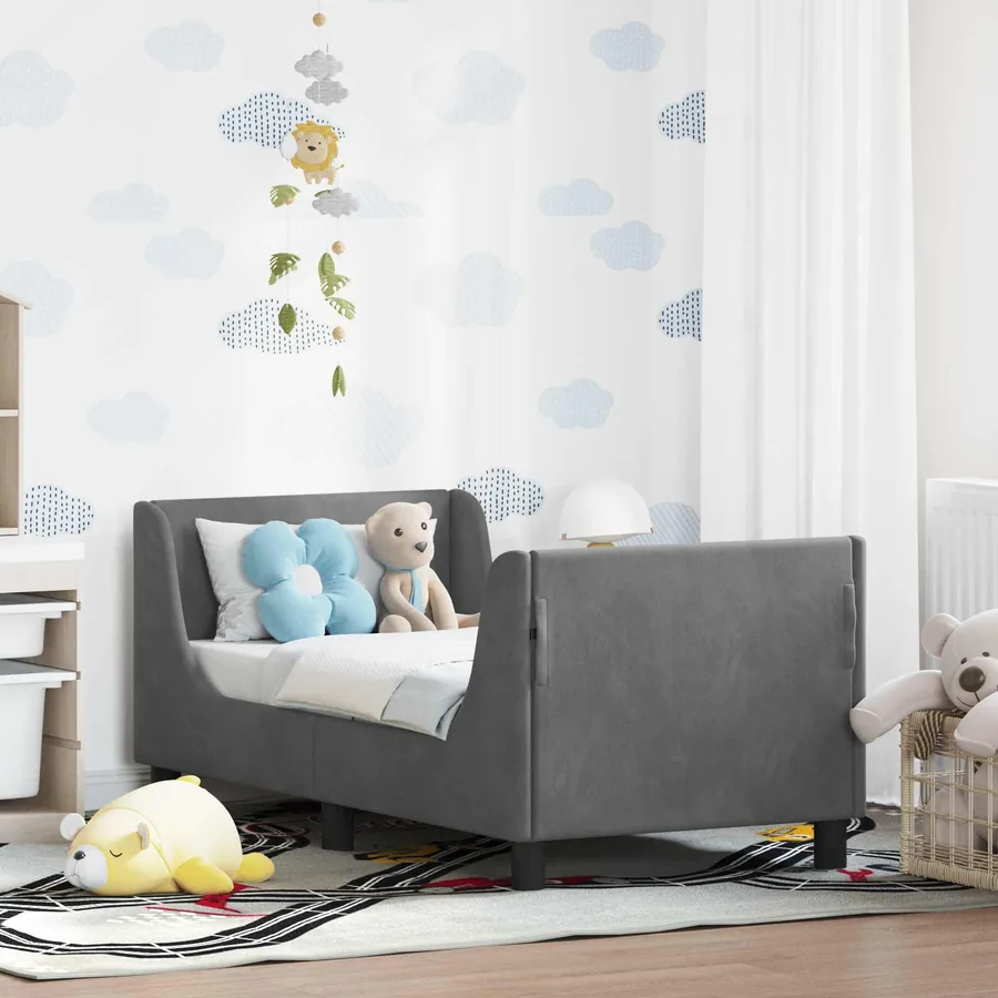 Cadre de lit pour tout-petit avec tête de lit Gris foncé