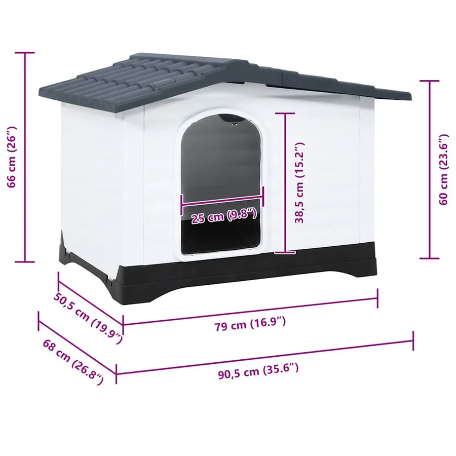Niche pour chien Gris 90,5x68x66 cm Polypropylène - 8