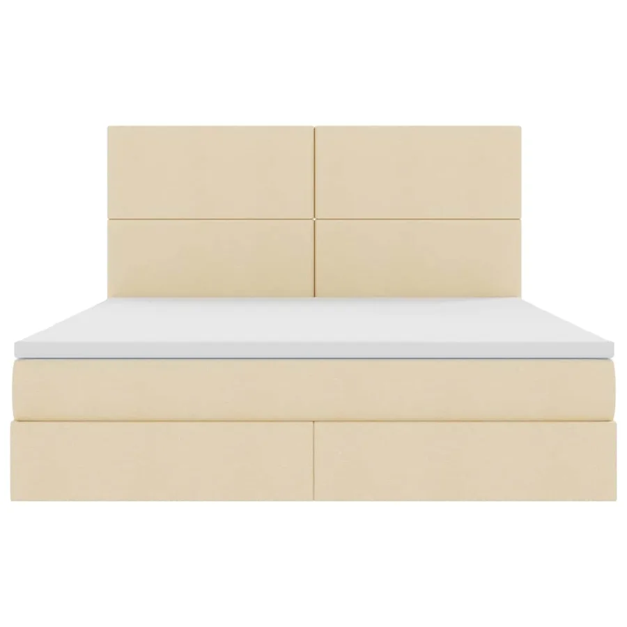 Lit avec rangement et matelas Crème 180 x 200 cm tissu - 7