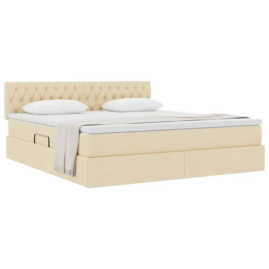 Lit avec rangement et matelas avec matelas Crème 180 x 200 cm - 3
