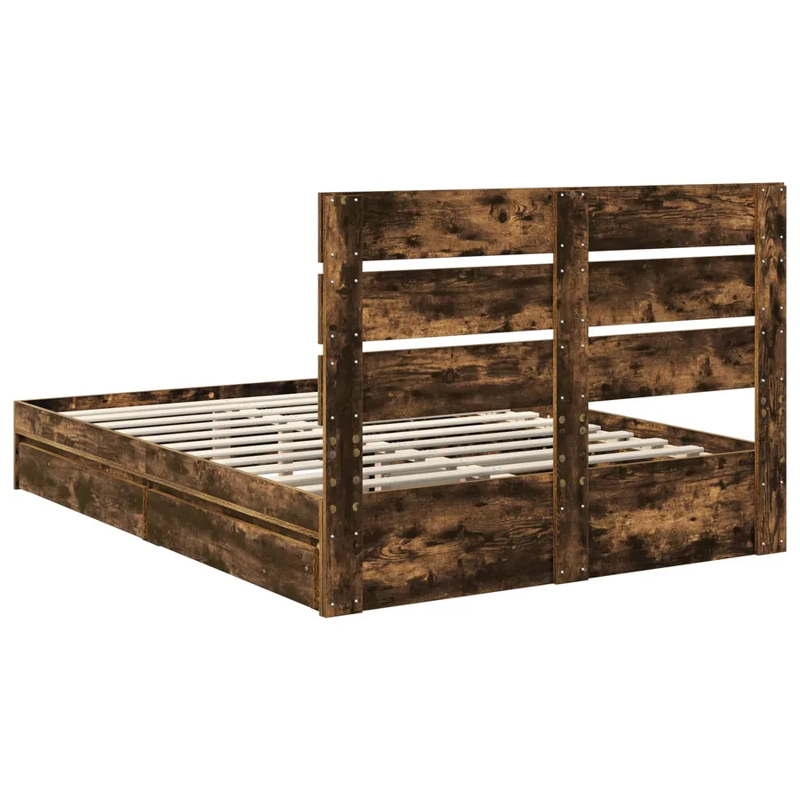 Lit de Rangement Chêne fumé 160 x 200 cm Bois d'ingénierie - 10