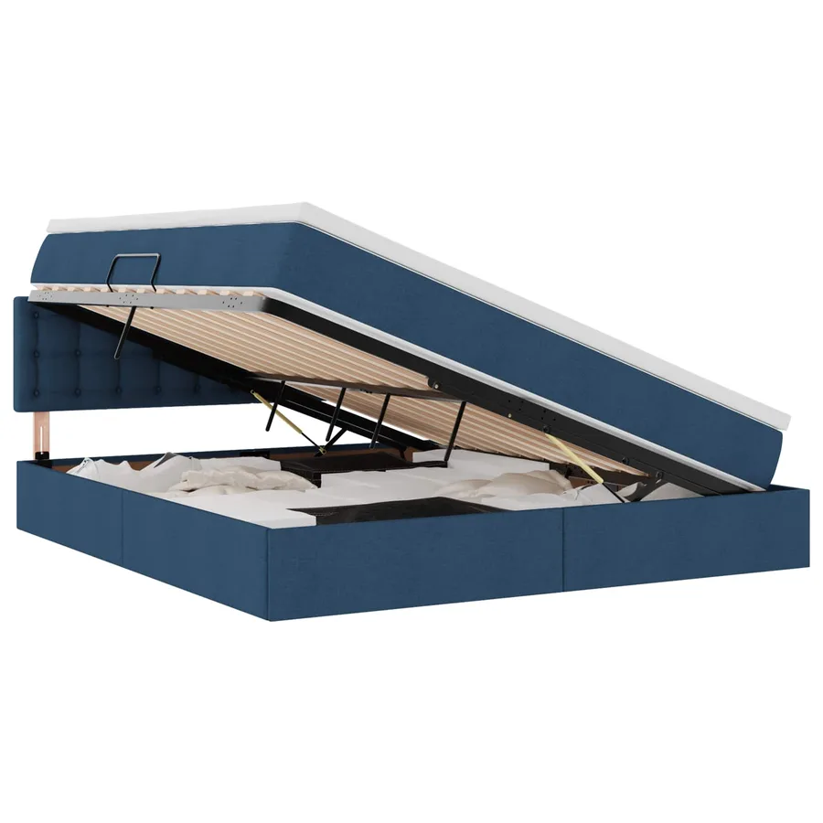 Lit avec rangement et matelas avec matelas Bleu 180 x 200 cm - 2