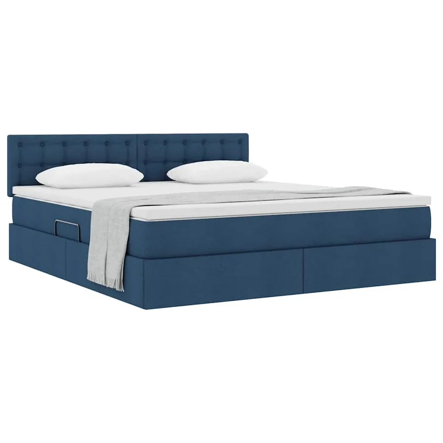 Lit avec rangement et matelas avec matelas Bleu 180 x 200 cm - 3