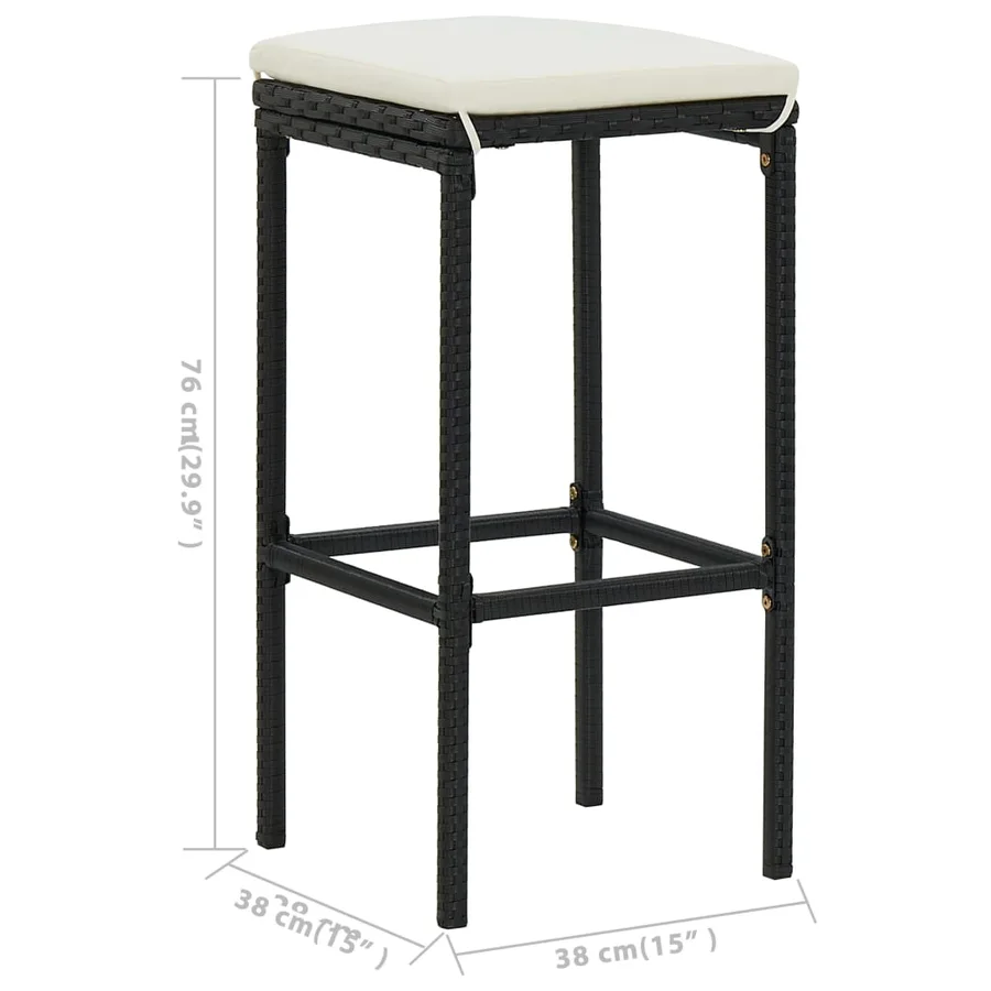 Ensemble de bar de jardin avec coussins 7 pcs Noir - 12