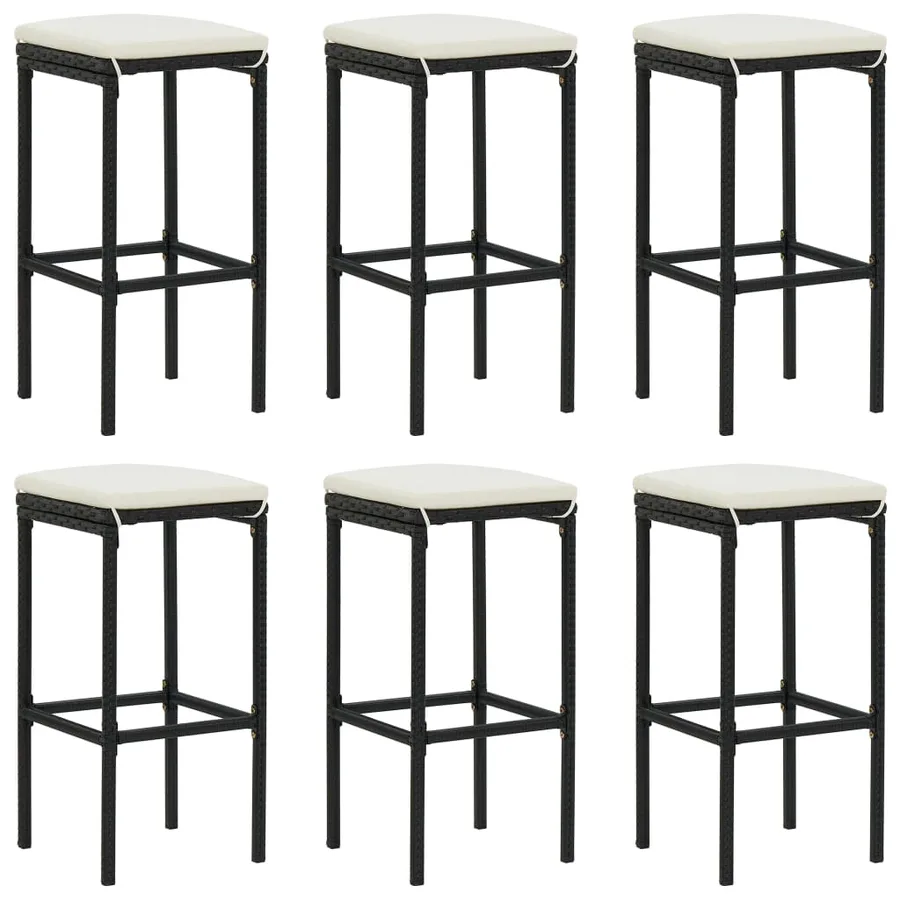 Ensemble de bar de jardin avec coussins 7 pcs Noir - 8