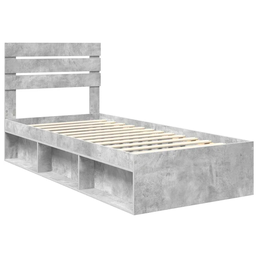 Cadre de lit Gris Béton 100 x 200 cm Pin massif - 4