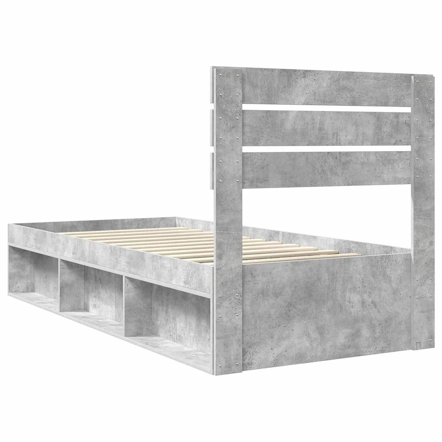 Cadre de lit Gris Béton 100 x 200 cm Pin massif - 9