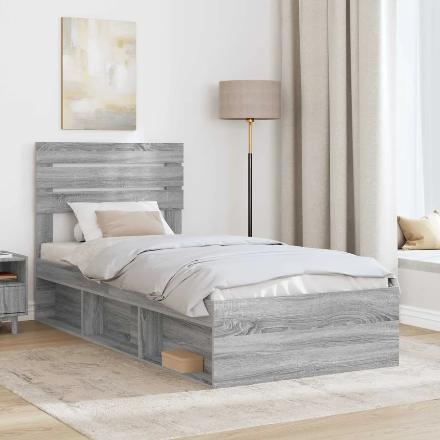 Cadre de lit Gris Sonoma 100 x 200 cm Pin massif - 3