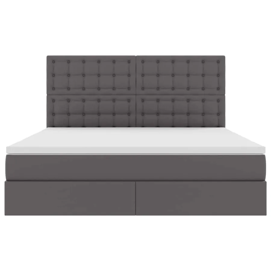 Lit de Rangement Gris 180 x 200 cm Cuir synthétique - 7
