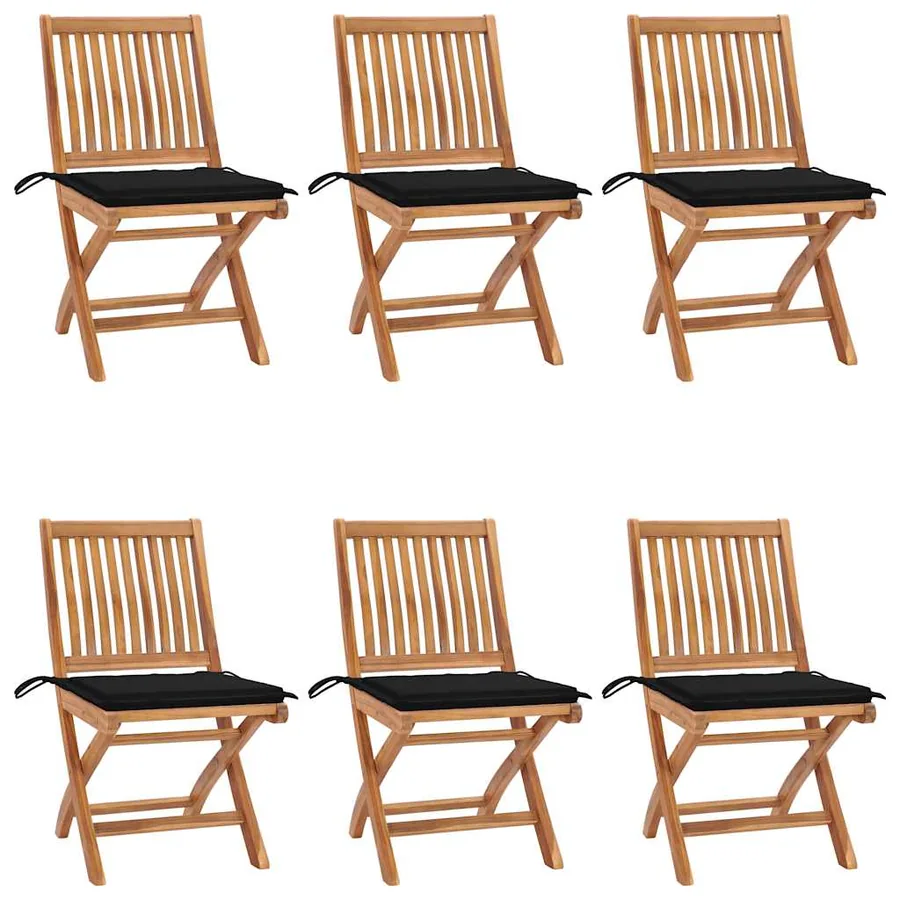 Chaises pliables de jardin avec coussins lot de 6 Bois de teck