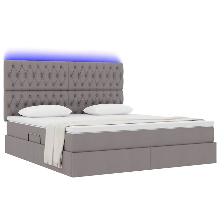 Lit de rangement LED avec matelas Taupe 180 x 200 cm Tissu - 3