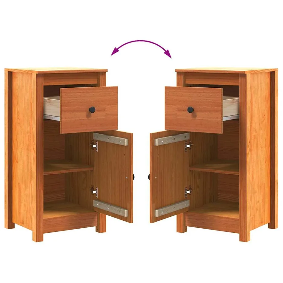 Buffet Brun cire 39 x 34,5 x 80 cm Pin massif - 7