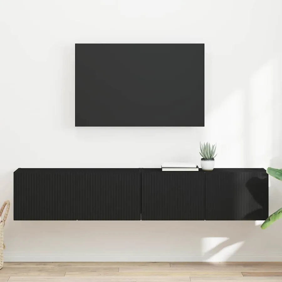 Meuble TV mural Montage mural 2 pcs Noir 78,5 x 31 x 29,5 cm