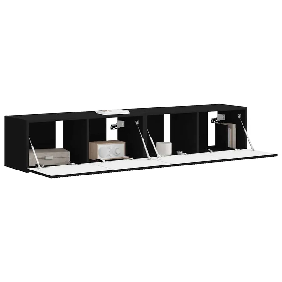Meuble TV mural Montage mural 2 pcs Noir 78,5 x 31 x 29,5 cm - 3