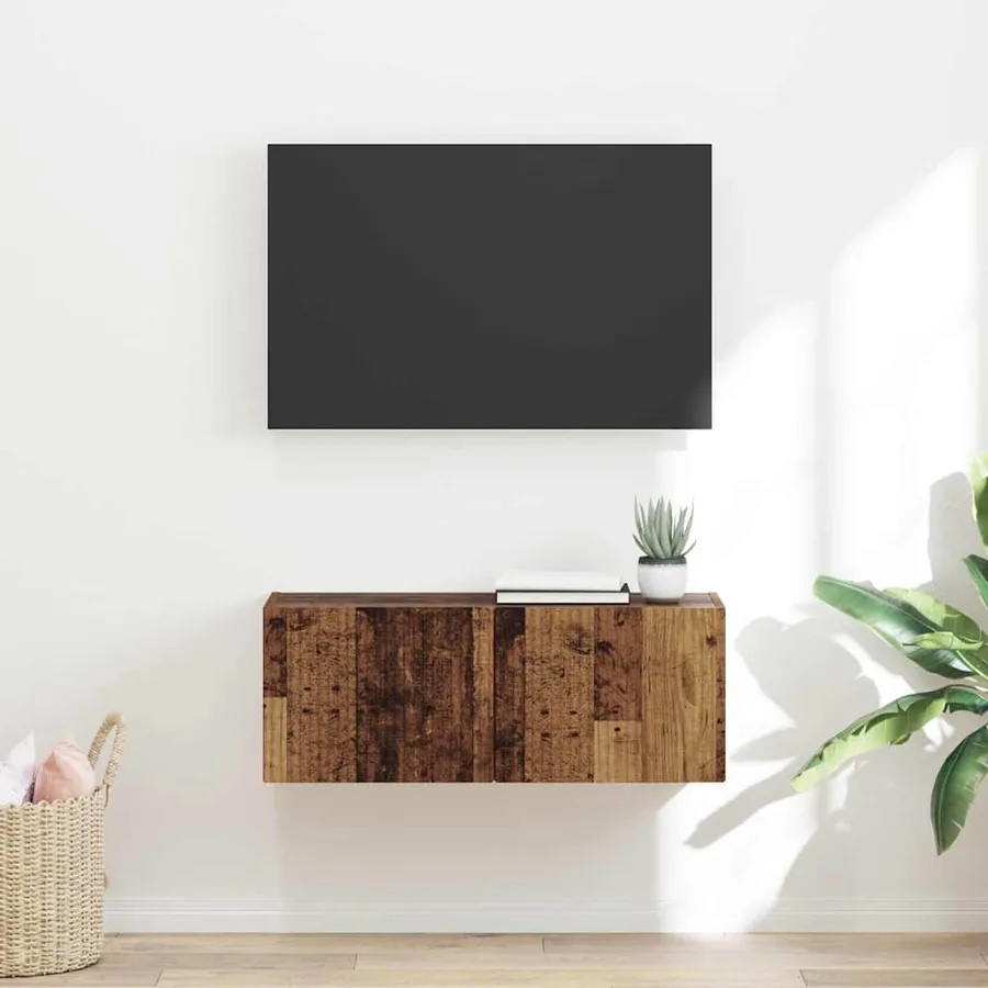 Meuble TV mural Montage mural Bois Ancien 78,5 x 31 x 29,5 cm
