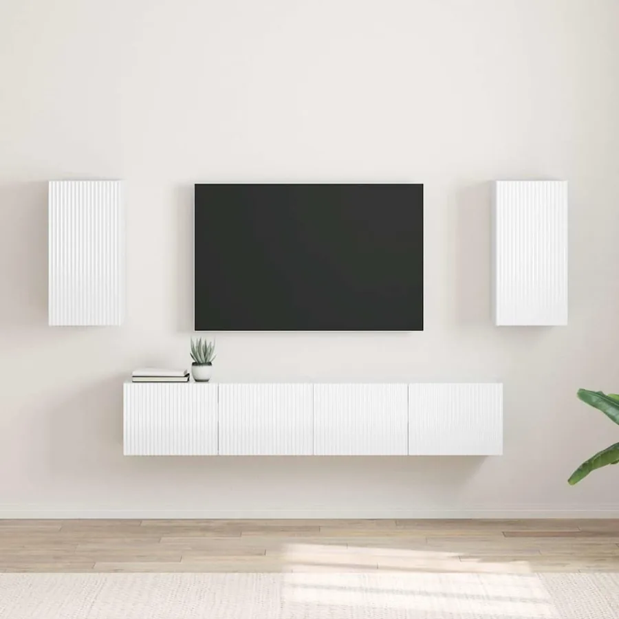 Meuble TV mural 2 pcs Blanc Brillant 30 x 31 x 60 cm