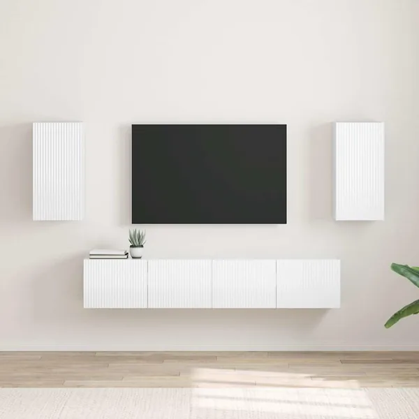 Meuble TV mural 2 pcs Blanc Brillant 30 x 31 x 60 cm