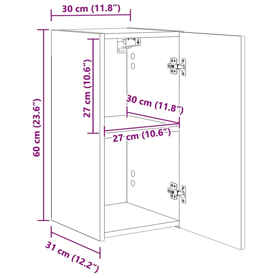 Meuble TV mural 2 pcs Blanc Brillant 30 x 31 x 60 cm - 16